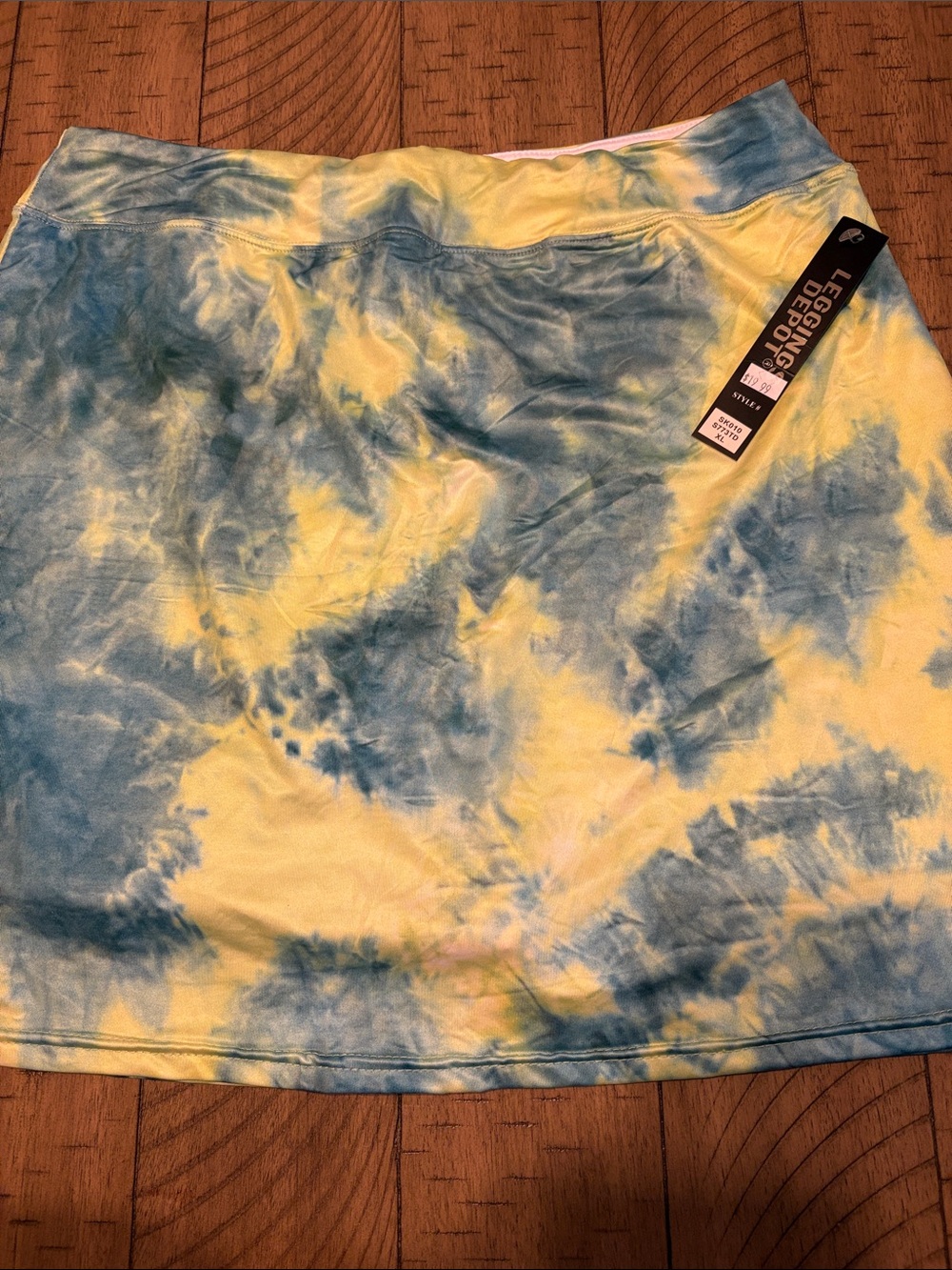 Leggings Depot Tie-Dye A-Line Skirt in Blue & Yellow